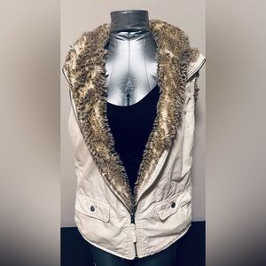 Off-White Reversible Faux Fur Vest GAP
